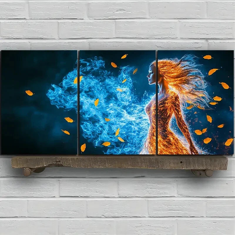 3pcs Woman Dancing in The Wind Metal Print Ready to Hang Art - Bella Home Decor