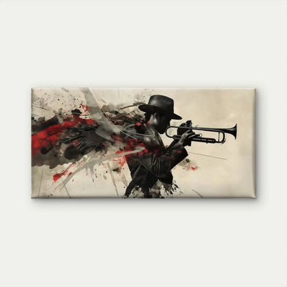 Jazz Trumpet Player Watercolor Wall Art Canvas Office Home Room Framed 120x60cm