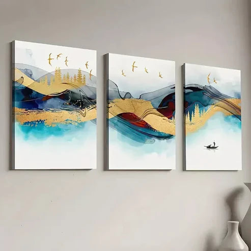 3pcs Light Luxury Style Modern Abstract Canvas Unframed - High Quality Print 100% Australian Made Wall Canvas