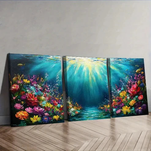 3pcs Flowers: The River of Life Wall Art Set Canvas Unframed - High Quality Print 100% Australian Made Wall Canvas - Bella Home Decor