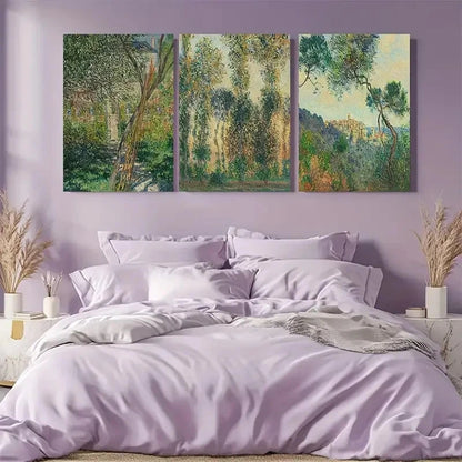 3pcs Claude Monet Summer Symbol Wall Art Metal Print Ready to Hang Art - Bella Home Decor