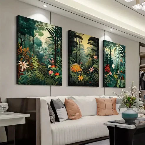 3pcs Flowers Trees and Tropical Forest Wall Art Set Canvas Unframed - High Quality Print 100% Australian Made Wall Canvas