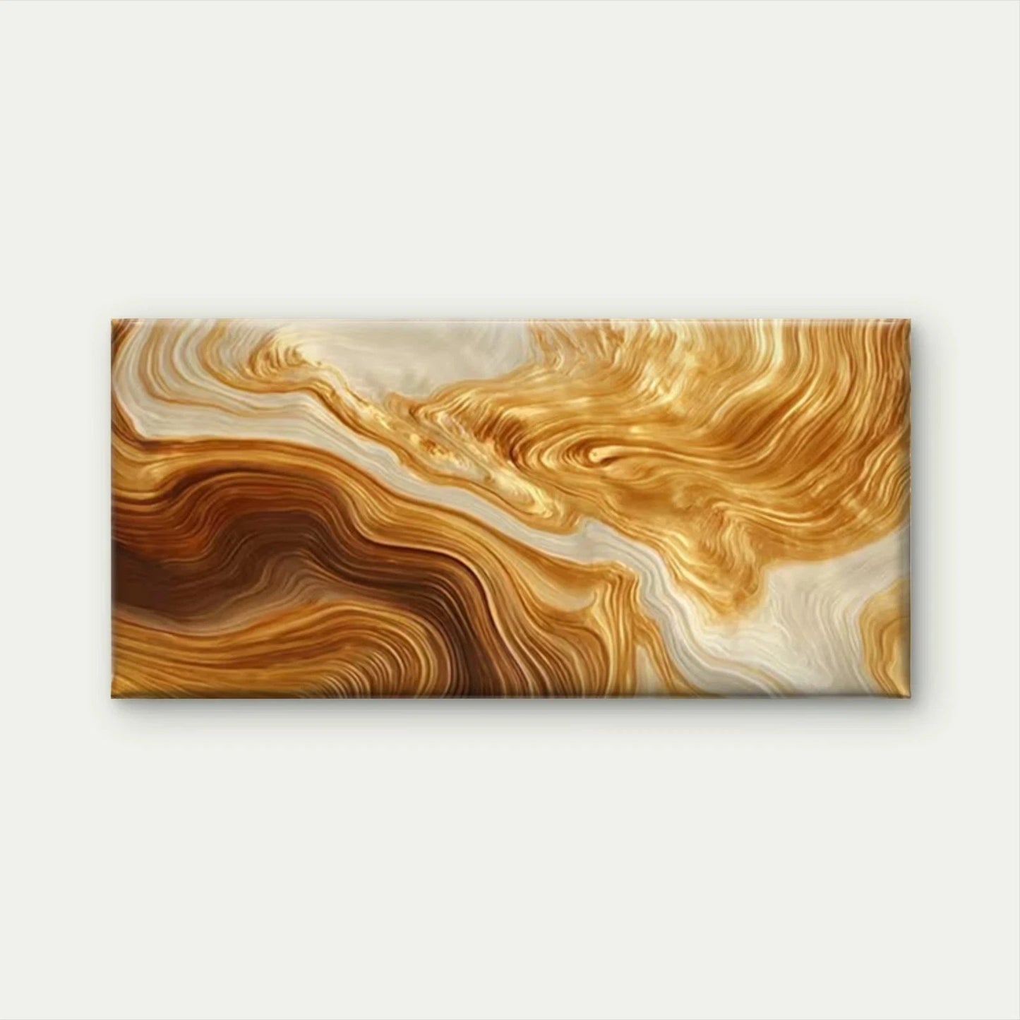 Abstract Fluid Golden Wall Art Canvas Office Home Room Framed 120x60cm