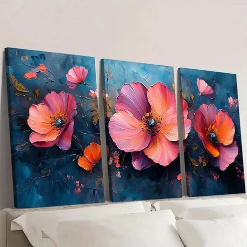 3pcs Vibrant Abstract Floral Wall Art Canvas Unframed - High Quality Print 100% Australian Made Wall Canvas - Bella Home Decor