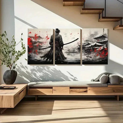 3pcs Japanese Style Sakura Tree Samurai Wall Art Canvas Unframed - High Quality Print 100% Australian Made Wall Canvas