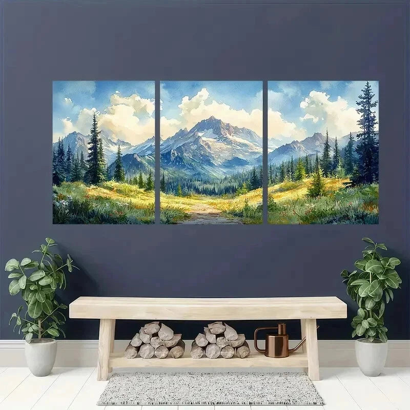3pcs Mount Rainier Mountain Nature Perfect Wall Art Set Canvas Framed 60x90cm - High Quality Print 100% Australian Made Wall Canvas Ready to Hang - Bella Home Decor