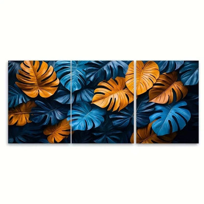 3pcs Large Tropical Leaves Wall Art Set Canvas Framed 40x60cm - High Quality Print 100% Australian Made Wall Canvas Ready to Hang