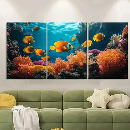 3pcs Coral Reef Tropical Fish di  Wall Art Set Canvas Framed 60x90cm - High Quality Print 100% Australian Made Wall Canvas Ready to Hang - Bella Home Decor