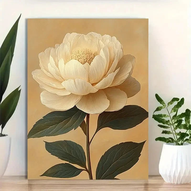 Beautiful Sepia Floral Line Drawing Painting 40x60cm Metal Print Ready to Hang