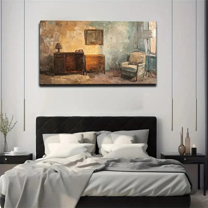 Bedside Lonely Chair Worth Wall Art Canvas Office Home Room Framed 120x60cm