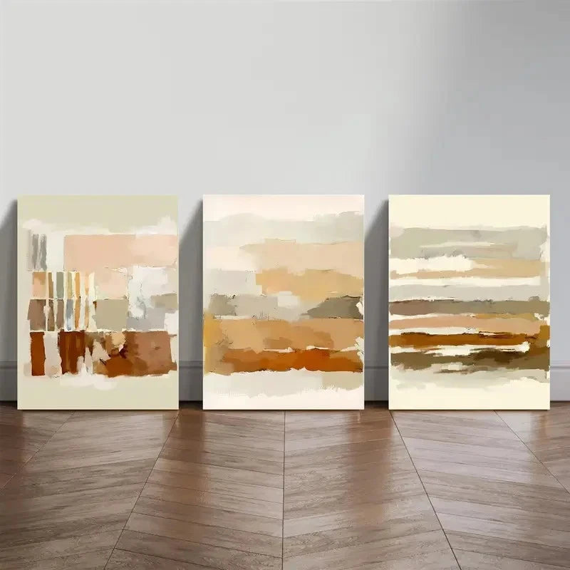 3pcs Bohemian Minimalist Modern Abstract Metal Print Ready to Hang Art - Bella Home Decor