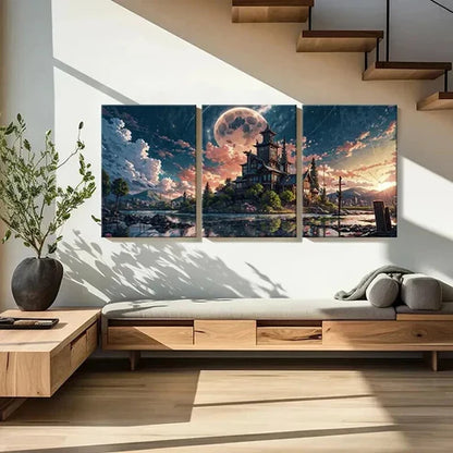 3pcs Japanese Style Temple Vintage Wall Art Canvas Unframed - High Quality Print 100% Australian Made Wall Canvas