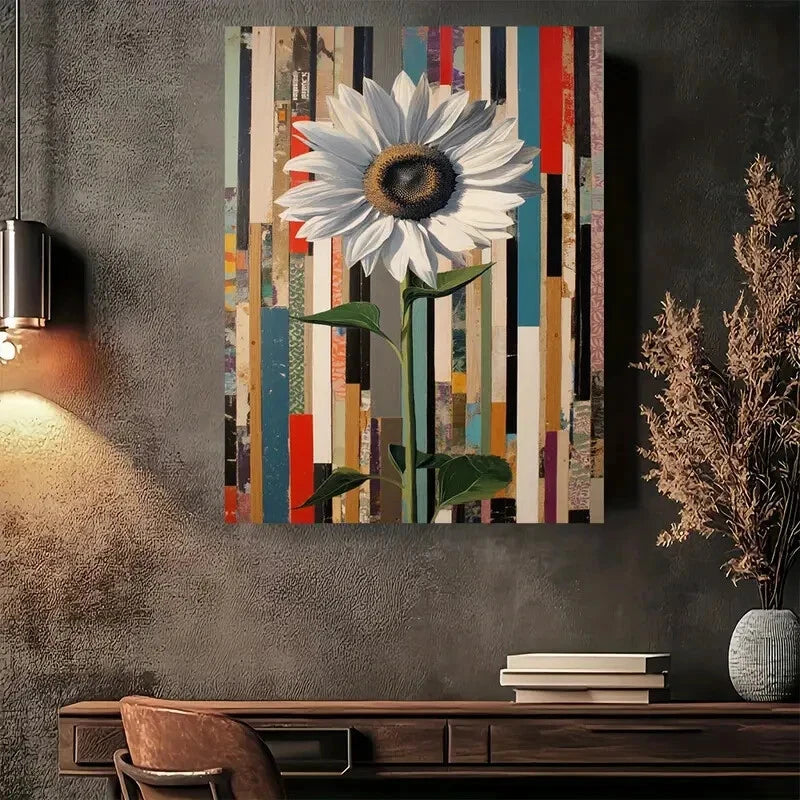 Beautiful Modern Sunflower Vibrant Painting 40x60cm Metal Print Ready to Hang - Bella Home Decor