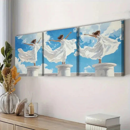 3pcs Oil Painting of the Three Graces Sky White Wall Art Set Canvas Unframed - High Quality Print 100% Australian Made Wall Canvas