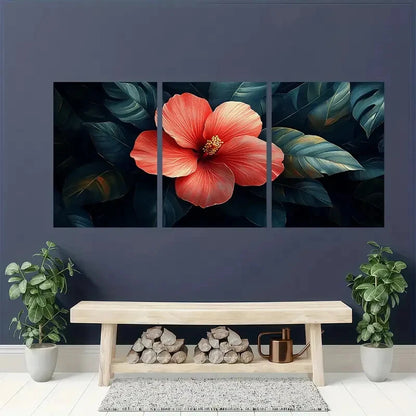 3pcs Tropical Flower Canvas Print Painting Metal Print Ready to Hang Art