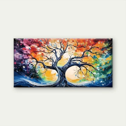 Vibrant Abstract Tree Colorful Wall Art Canvas Office Home Room Framed 120x60cm