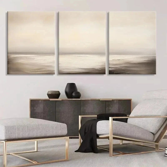 3pcs Abstract Calm Ocean Tone Minimalist Perfect Wall Art Set Canvas Framed 60x90cm - High Quality Print 100% Australian Made Wall Canvas Ready to Hang