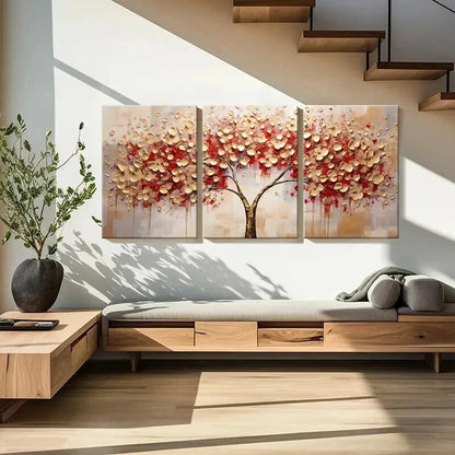 3pcs Abstract Golden Leaves Tree Vintage Wall Art Set Canvas Framed 40x60cm - High Quality Print 100% Australian Made Wall Canvas Ready to Hang - Bella Home Decor