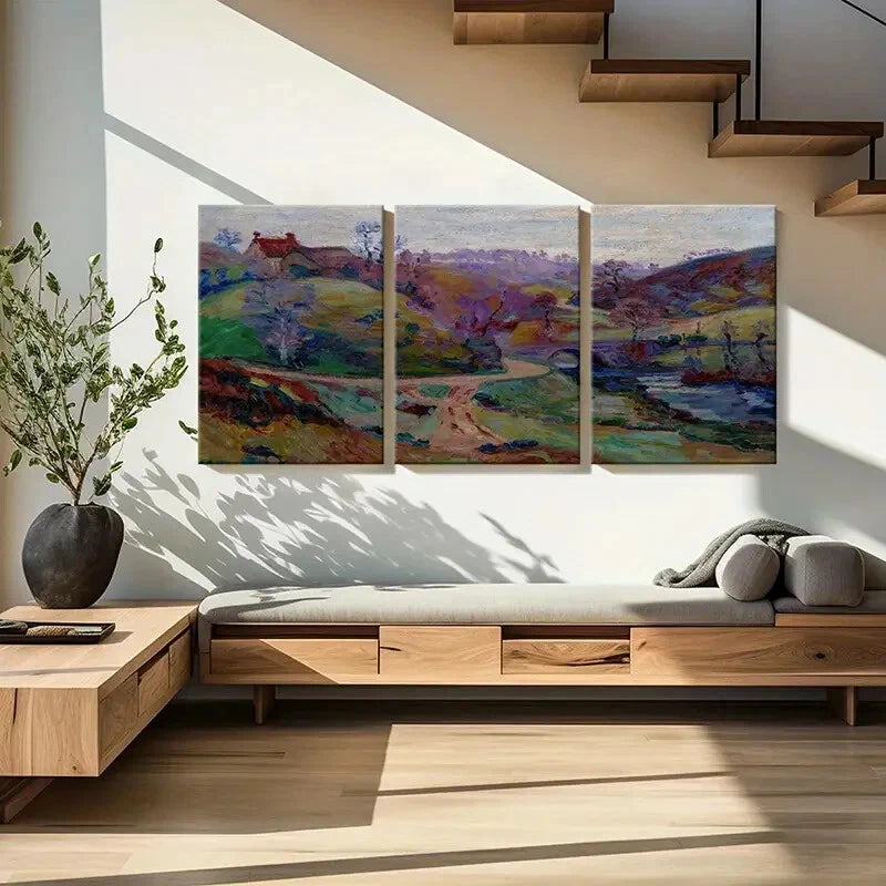 3pcs Abstract Nature Scenery Colorful Hills Metal Print Ready to Hang Art - Bella Home Decor