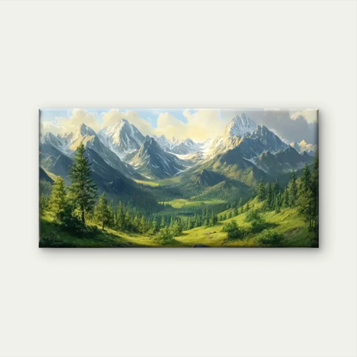 Vibrant Mountain And Forest Wall Art Canvas Office Home Room Framed 120x60cm