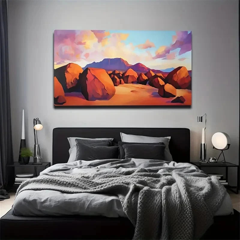 Stones In The Desert Wall Art Canvas Office Home Room Framed 120x60cm