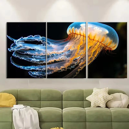 3pcs Translucent Jellyfish Graceful Sea Life Metal Print Ready to Hang Art - Bella Home Decor