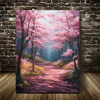 Beautiful Blossom Forest Serene Painting 40x60cm Metal Print Ready to Hang