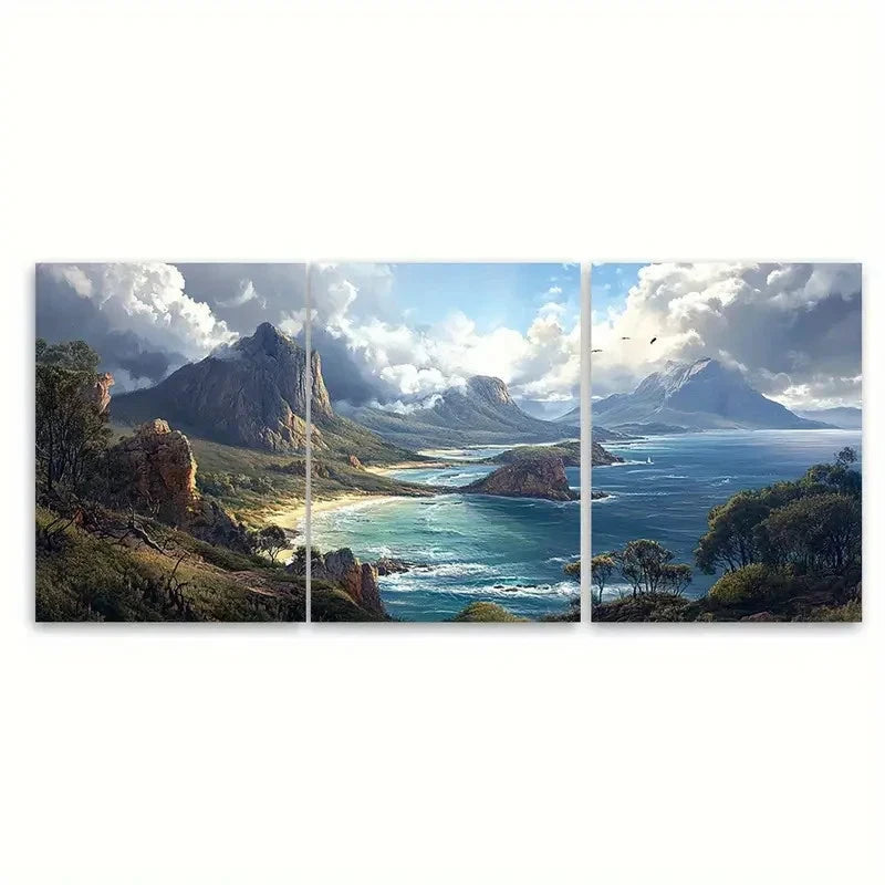 3pcs Tasmania Adventure Seashore & Wildlife  Wall Art Set Canvas Framed 60x90cm - High Quality Print 100% Australian Made Wall Canvas Ready to Hang - Bella Home Decor