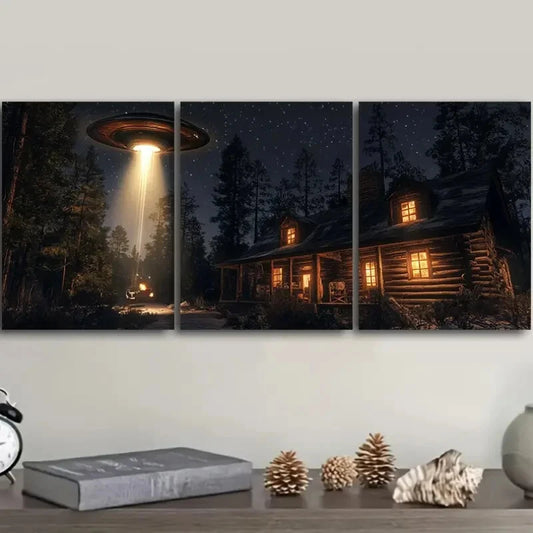 3pcs Alien Cabin Art Deco Poster Metal Print Ready to Hang Art