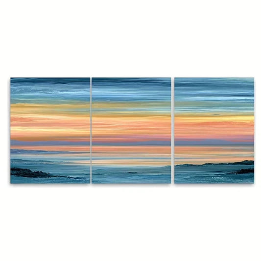 3pcs Seascape Painting, Sunset Wall Art Set Canvas Framed 60x90cm – High Quality Print 100% Australian Made Wall Canvas Ready to Hang