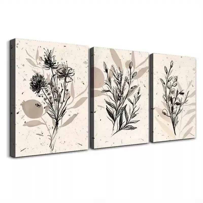 3pcs Rustic Wooden Framed Canvas Posters, Black Wall Art Set Canvas Framed 50x70cm - High Quality Print 100% Australian Made Wall Canvas Ready to Hang