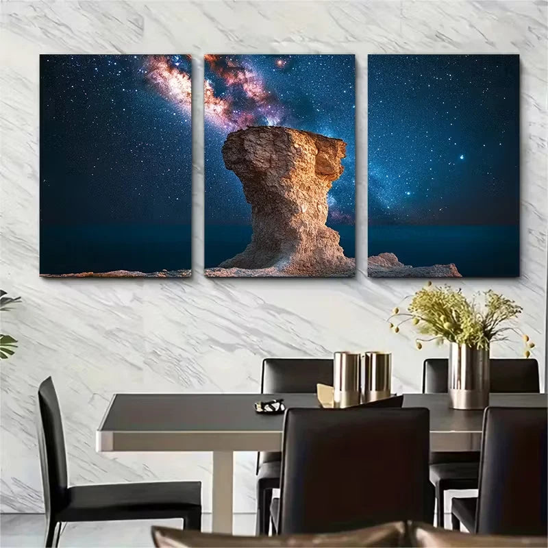 3pcs Cosmic Rock Formation Metal Print Ready to Hang Art - Bella Home Decor