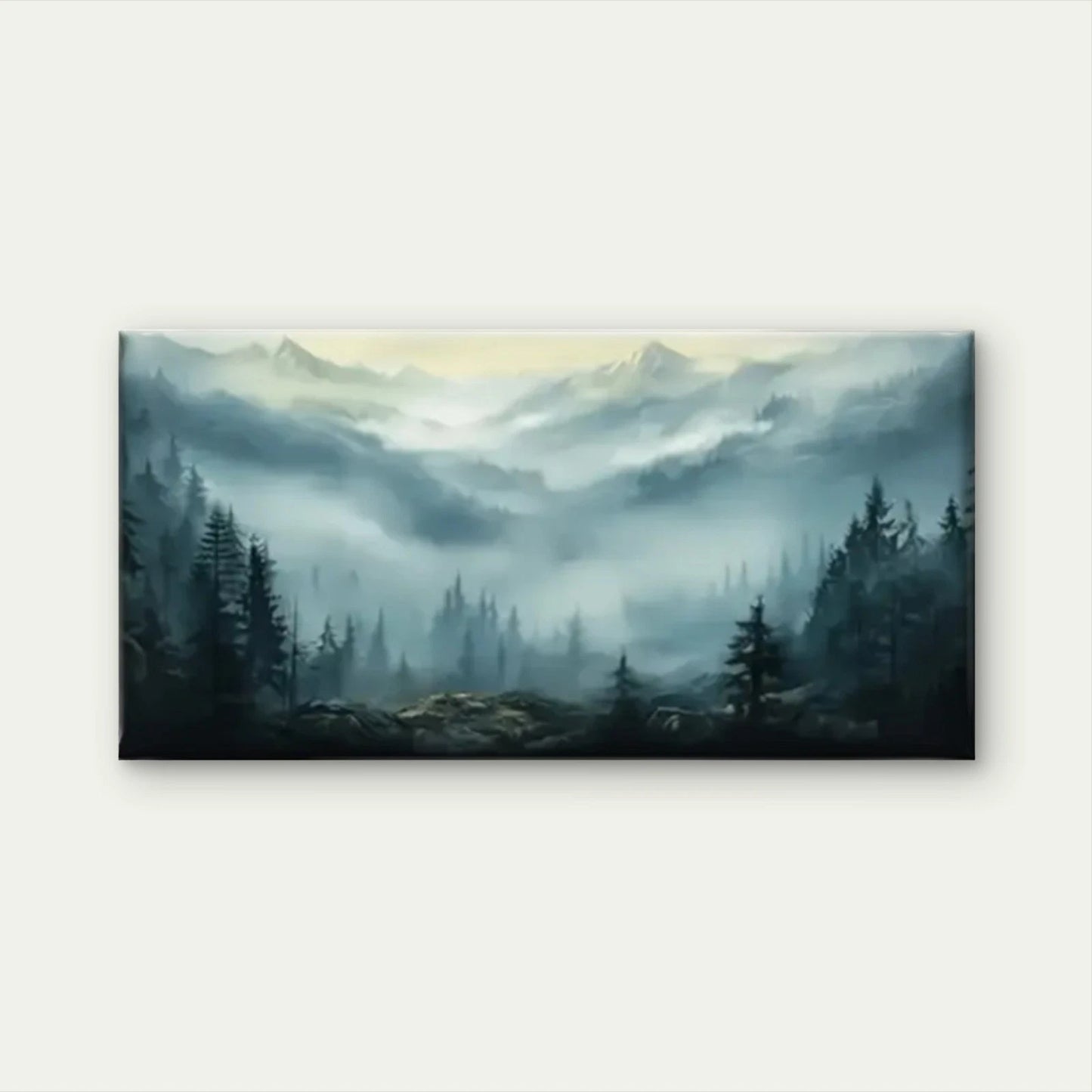 Misty Forest & Foggy Peaks Wall Art Canvas Office Home Room Framed 120x60cm