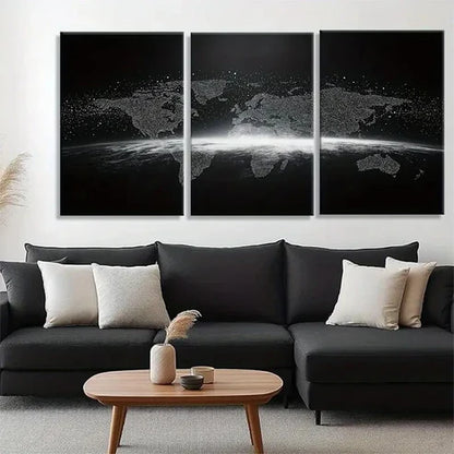 3pcs Geometric Black White Design Map Perfect Wall Art Canvas Unframed – High Quality Print 100% Australian Made Wall Canvas - Bella Home Decor
