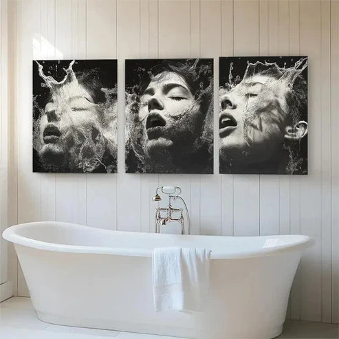 3pcs Water Splash Face White Abstract Perfect Wall Art Canvas Unframed - High Quality Print 100% Australian Made Wall Canvas