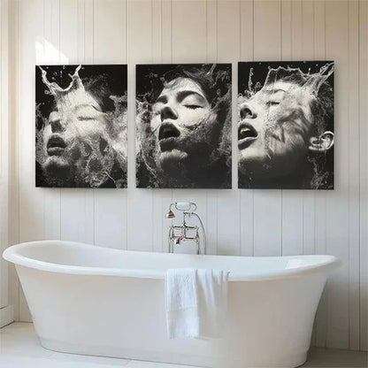 3pcs Water Splash Face White Abstract Perfect Wall Art Canvas Unframed - High Quality Print 100% Australian Made Wall Canvas