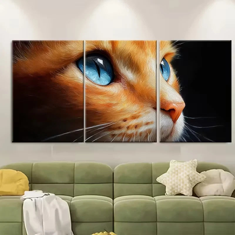3pcs Ginger Cat Oil Painting Metal Print Ready to Hang Art - Bella Home Decor