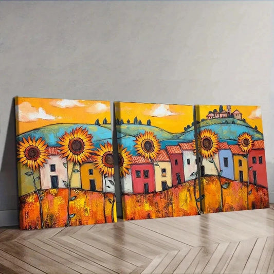3pcs Sunflower Canvas Wall Art Set Canvas Framed 40x60cm - High Quality Print 100% Australian Made Wall Canvas Ready to Hang