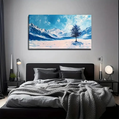 Large Snowy Winter Landscape Wall Art Canvas Office Home Room Framed 120x60cm