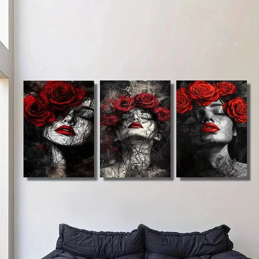 3pcs Romantic Valentine's Day Modern Metal Print Ready to Hang Art