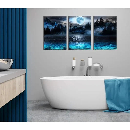 3pcs Snow-Capped Mountains & Blue Waters Metal Print Ready to Hang Art