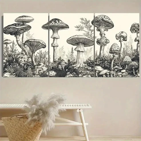 3pcs Enchanted Forest Mushroom Canopy Wall Art Set Canvas Unframed - High Quality Print 100% Australian Made Wall Canvas
