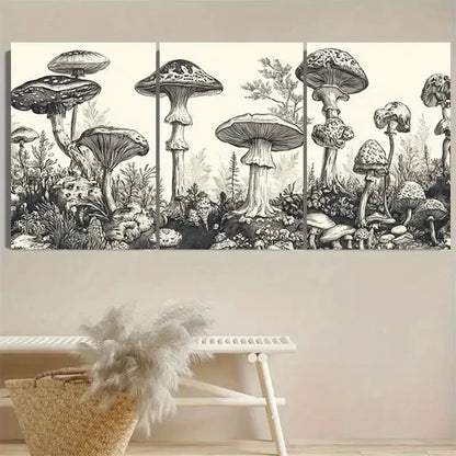 3pcs Enchanted Forest Mushroom Canopy Wall Art Set Canvas Unframed - High Quality Print 100% Australian Made Wall Canvas