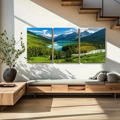 3pcs Vibrant Mountain & Lake Landscape Wall Art Set Canvas Framed 60x90cm - High Quality Print 100% Australian Made Wall Canvas Ready to Hang