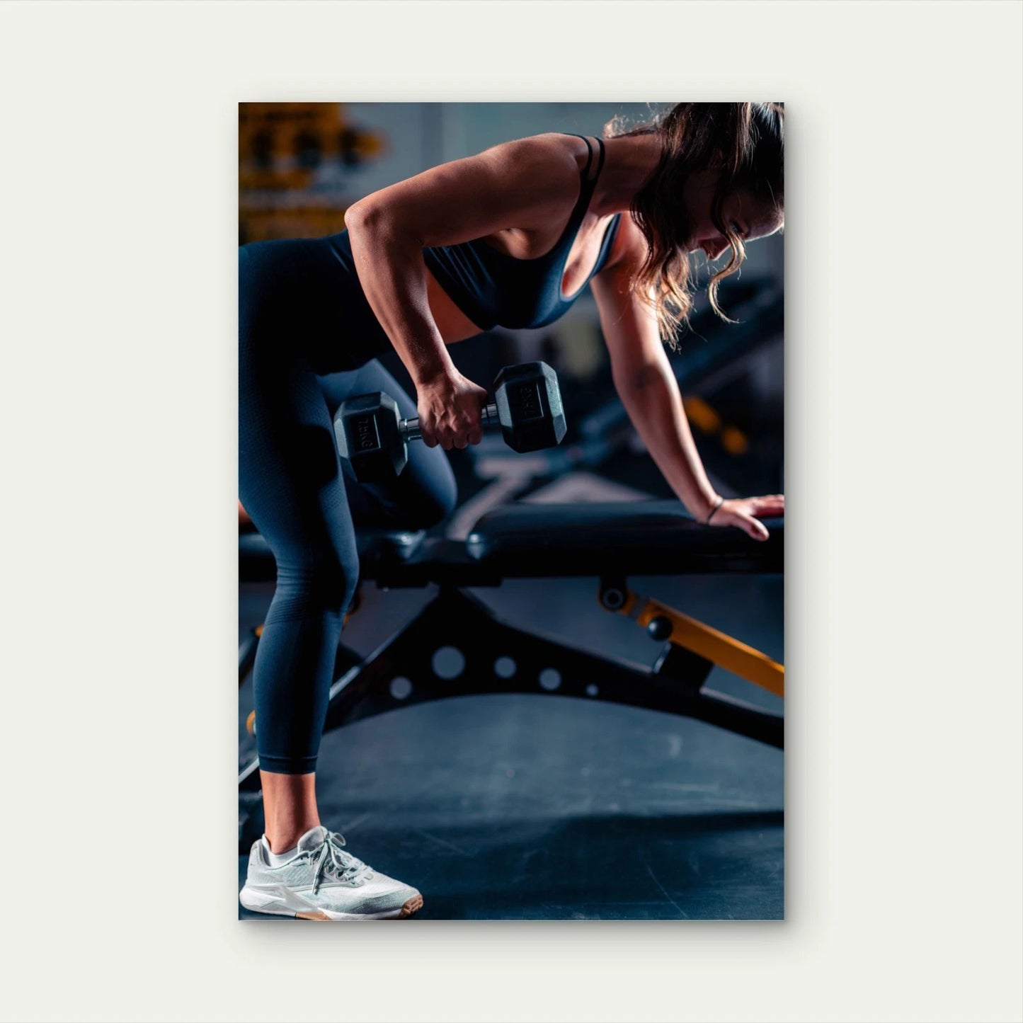 Dumbbell Row Gym 5mm thick Plastic Poster Ready to Hang 90x60cm