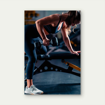 Dumbbell Row Gym 5mm thick Plastic Poster Ready to Hang 90x60cm