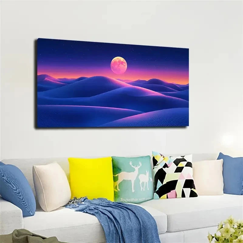 Pink Purple Desert Sky Wall Art canvas office home room framed 120x60cm