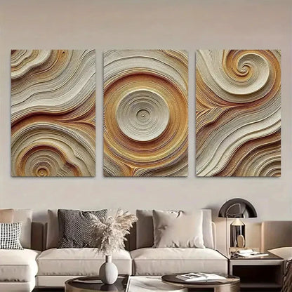 3pcs Abstract Circular Wave Wall Art Metal Print Ready to Hang Art - Bella Home Decor
