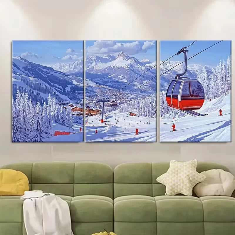 3pcs Kitzbuhel Ski Resort Metal Print Ready to Hang Art