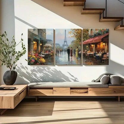 3pcs Parisian Street Scene Eiffel Tower Romantic Metal Print Ready to Hang Art - Bella Home Decor